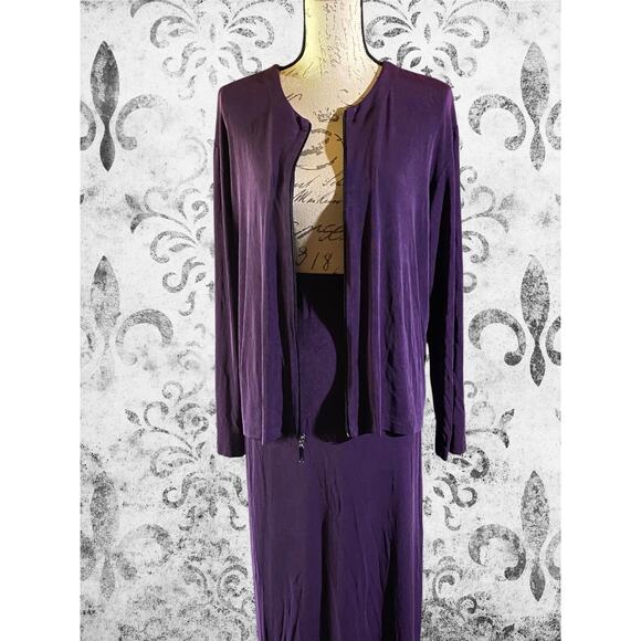 Chicos Private Edition Purple Skirt & Zip Jacket Womens 2 (L) Acetate Blend - Picture 2 of 9